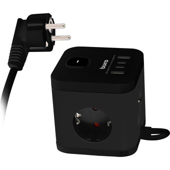  Сетевой удлинитель Buro BU-PC3.1UС-B 1.5м, черный 