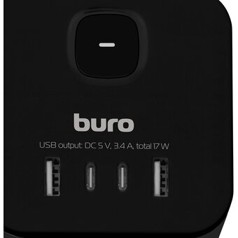  Сетевой удлинитель Buro BU-PC3.1UС-B 1.5м, черный 