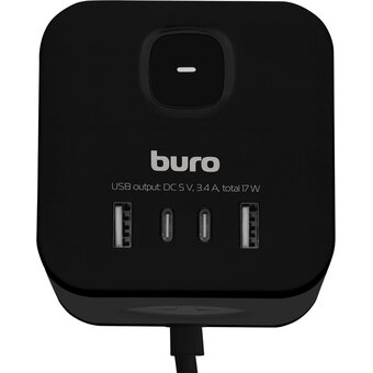  Сетевой удлинитель Buro BU-PC3.1UС-B 1.5м, черный 