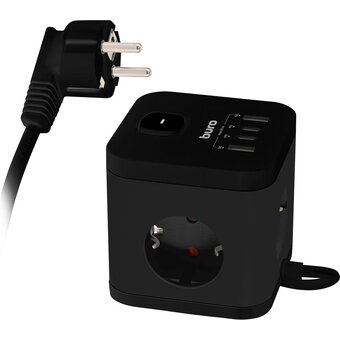  Сетевой удлинитель Buro BU-PC3.1UС-Plus-B 1.5м, черный 