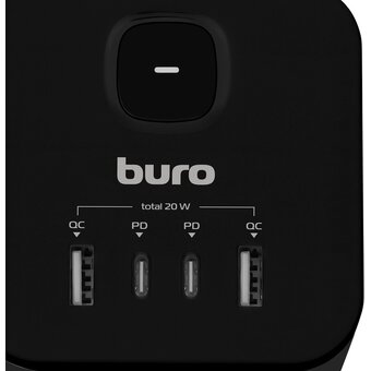  Сетевой удлинитель Buro BU-PC3.1UС-Plus-B 1.5м, черный 