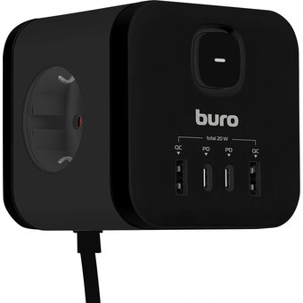 Сетевой удлинитель Buro BU-PC3.1UС-Plus-B 1.5м, черный 