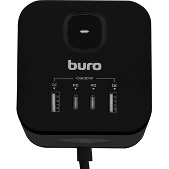  Сетевой удлинитель Buro BU-PC3.1UС-Plus-B 1.5м, черный 