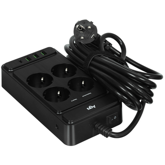  Сетевой фильтр AGNI TP-FS4U4E-PD (TP-FS4U4E-PD-2M-BLACK) 2м, черный 