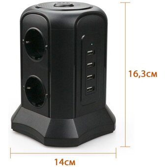  Сетевой фильтр TESSAN TP-VB4U6E 2м, черный 