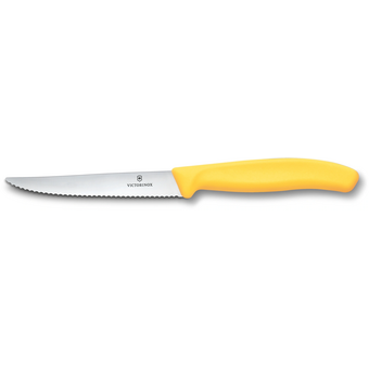  Нож кухонный Victorinox Swiss Classic 6.7238.C1 для стейка/пиццы лезв.110мм серрейт. заточка желтый 