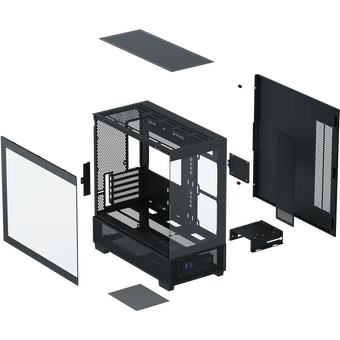  Корпус XASTRA Q500M 3ARGB-FG-C10-UC Black (Q500M-3FG12A-C10-UC) mATX/Aquarium/Screewless/ 3x120mm ARGB PWM FG fans/Argb+PWM HUB 10port/ Type-C 