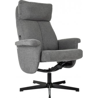  Кресло Бюрократ Baron с пуфом серый металл черный крестов 