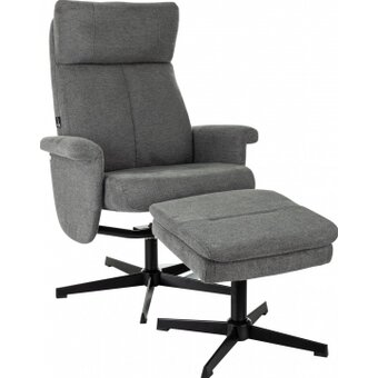  Кресло Бюрократ Baron с пуфом серый металл черный крестов 