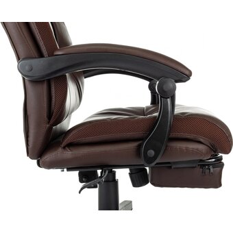  Кресло Бюрократ CH-824MSG-BF/BR-PU коричневый ткань/эко.кожа крестов. пластик подст.для ног 