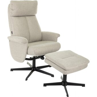  Кресло Бюрократ Baron с пуфом бежевый металл черный крестов 