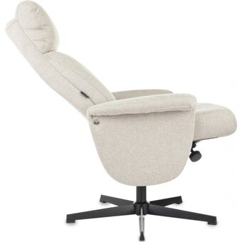  Кресло Бюрократ Baron с пуфом бежевый металл черный крестов 