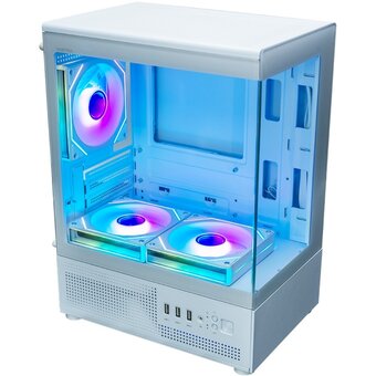  Корпус XASTRA Q300M 3ARGB-C6 White (Q300M-3FM12A-C6-WH) mATX/Aquarium/Screewless/ 3x120mm ARGB PWM FM fans/Argb+PWM HUB 6port 