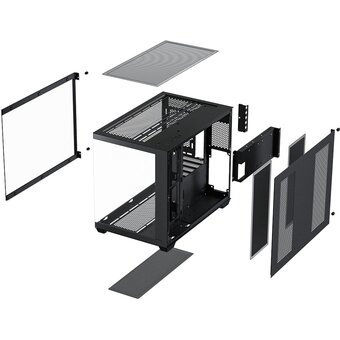  Корпус XASTRA QW500M 3ARGB-C10-UC Black (QW500M-3FM12A-C10-UC) mATX/Aquarium/Screewless/3x120mm ARGB PWM FM fans/Argb+PWM HUB 10port/Type-C 