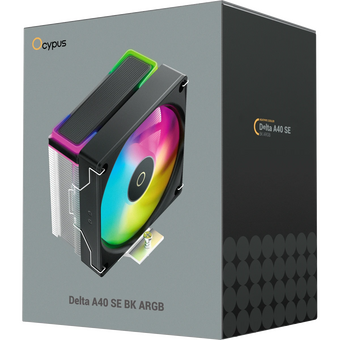  Кулер Ocypus Delta A40 SE BK ARGB, 120mm ARGB Fan, Top ARGB Panel, 4 Heat pipes, 4-pin PWM, 800-1800 RPM, 31DBA, Hydro Bearing, LGA115X 