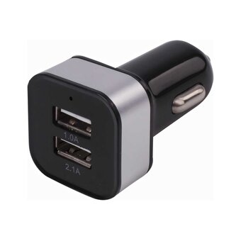  Зарядное устройство автомобильное SONNEN 454796 2 порта USB, выходной ток 2,1А, черное-белое 