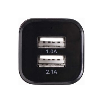  Зарядное устройство автомобильное SONNEN 454796 2 порта USB, выходной ток 2,1А, черное-белое 