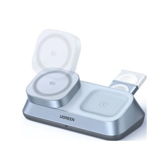  Зарядное устройство UGREEN W711 (55677) MagFlow Desktop 3-in-1 Magnetic Wireless Charger 25W QI2.2 Starlight Blue 