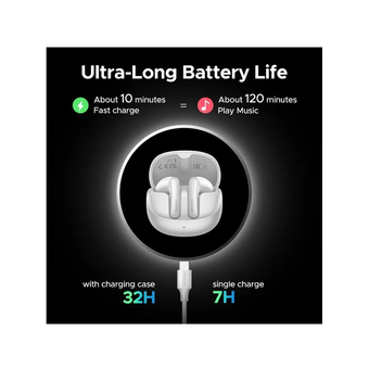  Наушники UGREEN WS215 (65385) LightBuds Pro Bluetooth 6.0 Earphone 6 Mics With Noise Reduction White 