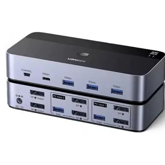  Кабель UGREEN AK700 (55851) 8K 60Hz DisplayPort Dual Monitor KVM Switch 2 In 2 Out Space Gray 