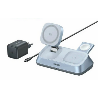  Зарядное устройство UGREEN W711 (55677) MagFlow Desktop 3-in-1 Magnetic Wireless Charger 25W QI2.2 Starlight Blue 