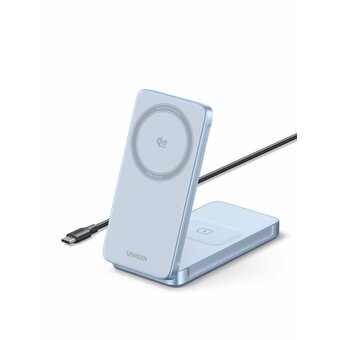  Зарядное устройство UGREEN W756 (55963) MagFlow 25W Magnetic Qi2.2 Wireless 2-in-1 Charger Starlight Blue 
