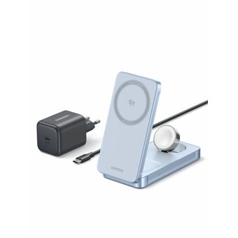  Зарядное устройство UGREEN W757 (55901) MagFlow 25W Magnetic Qi2.2 Wireless 3-in-1 Charger Starlight Blue 