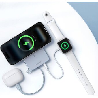  Внешний аккумулятор UGREEN PB773 (65958B) MagFlow 25W W-less 10000mAh Qi2.2 Power Bank Built-in Cable Starlight Blue 