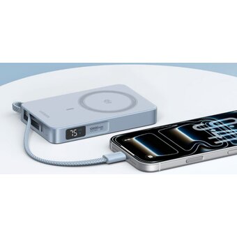  Внешний аккумулятор UGREEN PB773 (65958B) MagFlow 25W W-less 10000mAh Qi2.2 Power Bank Built-in Cable Starlight Blue 