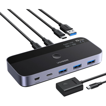  Кабель UGREEN CM691 (45784) 3*USB-C 1*Mini USB 3*USB-A Sharing Switch 2 In 4 Out Space Gray/Black 