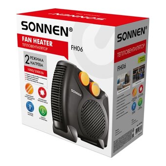  Тепловентилятор SONNEN FH06 (457781) черный/оранжевый 