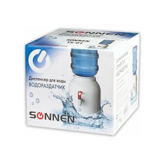  Кулер водораздатчик SONNEN TS-01 (452417) без нагрева и охлаждения, настольный, 1 кран, белый 