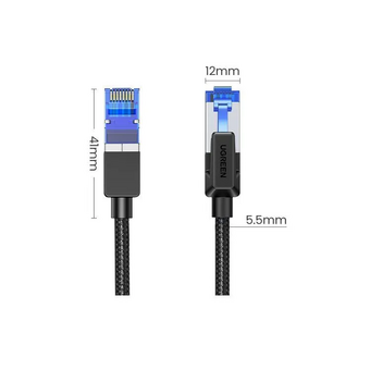  Кабель UGREEN NW153 (30800) Cat8 CLASSⅠF/FTP Round Ethernet Cable With Braid 20m Black 