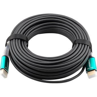  Кабель аудио-видео Cactus CS-HDMI-AOC-2.1-20, HDMI(m)-HDMI(m) ver 2.1, 20м, Gold, черный 