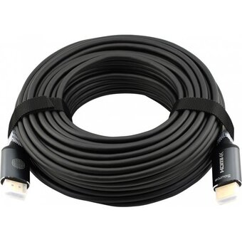  Кабель аудио-видео Cactus CS-HDMI-AOC-2-20, HDMI(m)-HDMI(m) ver 2.0, 20м, Gold, черный 