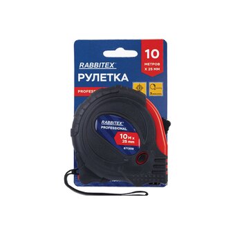  Рулетка измерительная RABBITEX 671359 Professional 10м*25мм, обрезиненный корпус, 3 фиксатора 