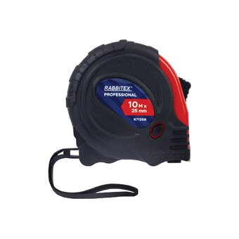  Рулетка измерительная RABBITEX 671359 Professional 10м*25мм, обрезиненный корпус, 3 фиксатора 