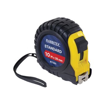  Рулетка измерительная RABBITEX 671351 Standard 10м*25мм, обрезиненный корпус, с фиксатором 
