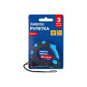  Рулетка измерительная RABBITEX 671353 Special 3м*16мм, обрезиненный корпус, 3 фиксатора 