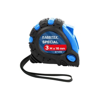  Рулетка измерительная RABBITEX 671353 Special 3м*16мм, обрезиненный корпус, 3 фиксатора 