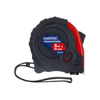  Рулетка измерительная RABBITEX 671356 Professional 3м*16мм, обрезиненный корпус, 3 фиксатора 