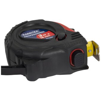  Рулетка измерительная RABBITEX 671356 Professional 3м*16мм, обрезиненный корпус, 3 фиксатора 