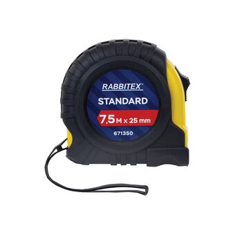  Рулетка измерительная RABBITEX 671350 Standard 7,5м*25мм, обрезиненный корпус, с фиксатором 