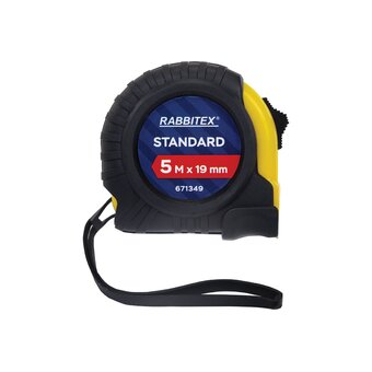  Рулетка измерительная RABBITEX 671349 Standard 5м*19мм, обрезиненный корпус, с фиксатором 