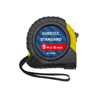  Рулетка измерительная RABBITEX 671349 Standard 5м*19мм, обрезиненный корпус, с фиксатором 