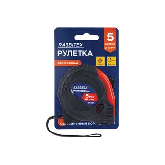  Рулетка измерительная RABBITEX 671357 Professional 5м*19мм, обрезиненный корпус, 3 фиксатора 