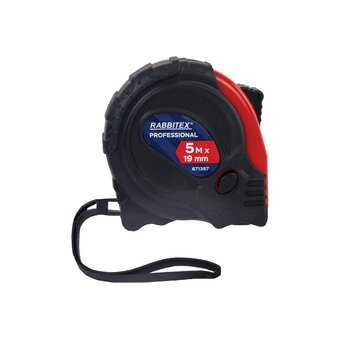  Рулетка измерительная RABBITEX 671357 Professional 5м*19мм, обрезиненный корпус, 3 фиксатора 