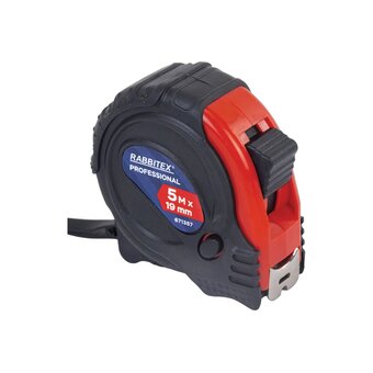  Рулетка измерительная RABBITEX 671357 Professional 5м*19мм, обрезиненный корпус, 3 фиксатора 