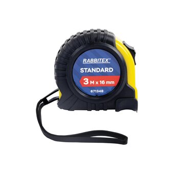  Рулетка измерительная RABBITEX 671348 Standard 3м*16мм, обрезиненный корпус, с фиксатором 