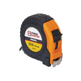  Рулетка измерительная ГРАНДМАСТЕР 671347 Original 10м*25мм, обрезиненный корпус, с фиксатором 